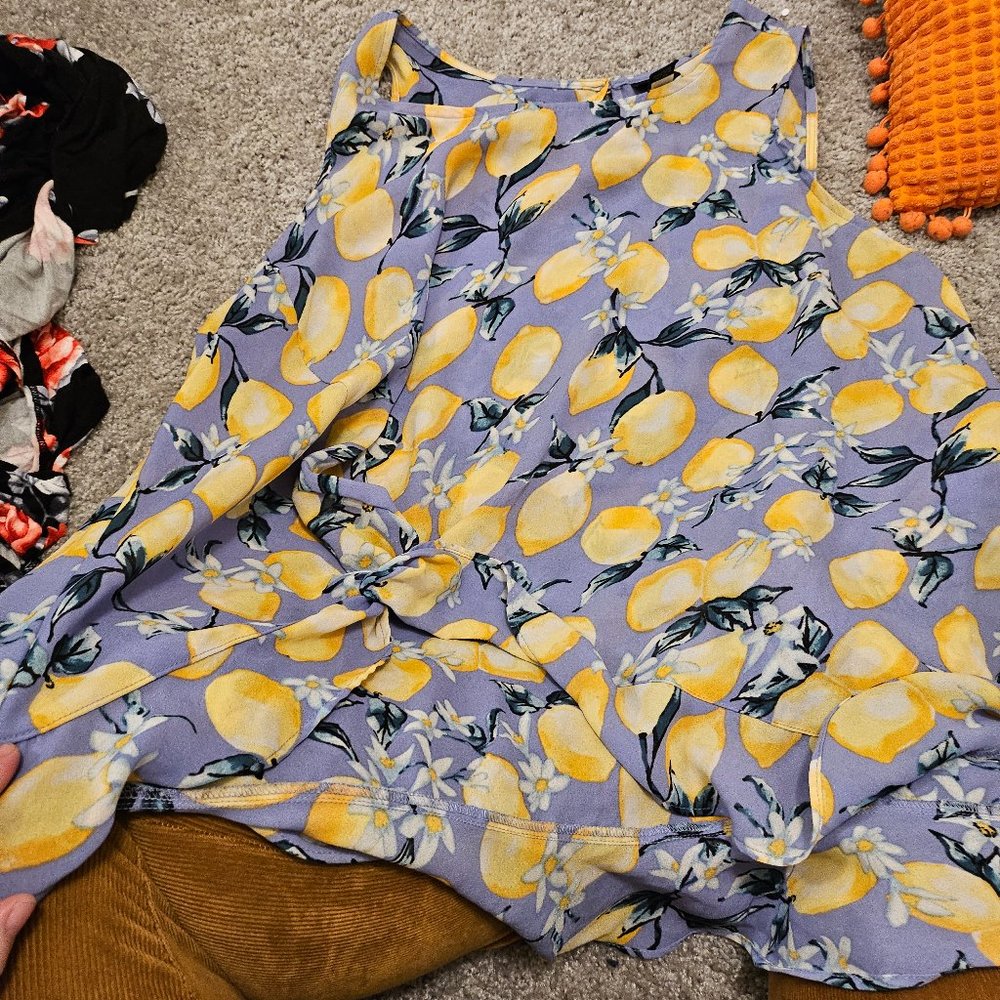 Torrid Purple Lemon Blouse Tank Top
